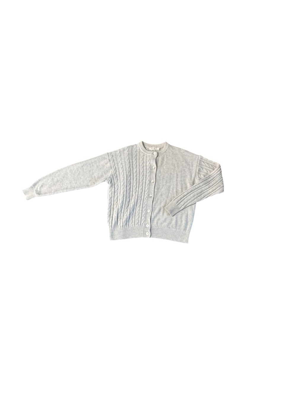 Mod Ref Cardigan Sweater Womens Small Gray Cable Knit Button Front Preppy City